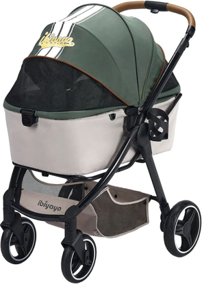 Afbeeldingen van Ibiyaya Retro Hondenbuggy - Luxe Stroller - Soft Sage